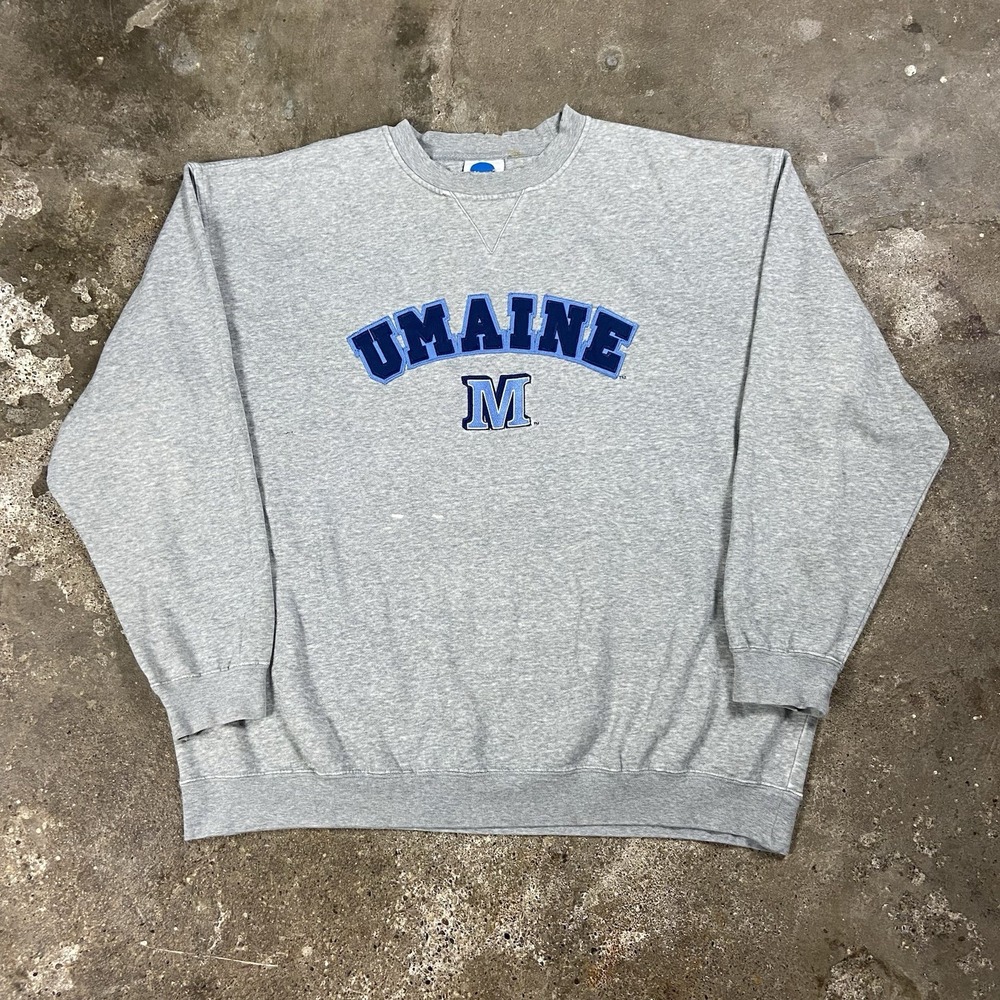 Vintage 90s University Of Maine Sweatshirt Size 3XL Gray Crewneck Pullover NCAA
